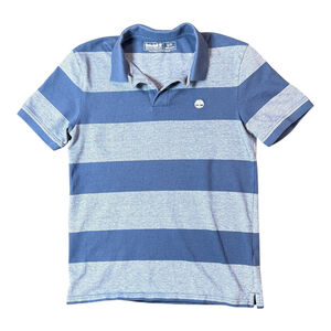 Timberland Men's Small Polo Shirt 100% Cotton Pullover Striped Casual Blue